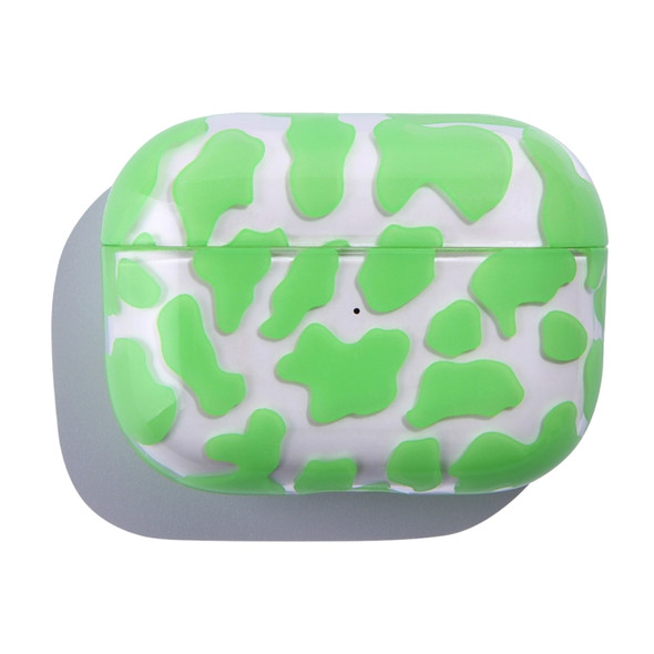 Transparent Cow Series Earphone PC Protective Case For AirPods Pro(Fluorescent Green)
