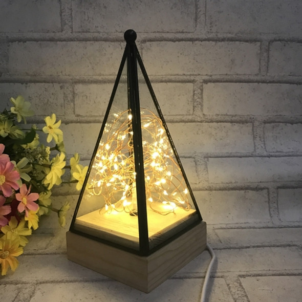 Power Switch Button LED Night Light Wooden Floor Lamp Triangle Tower Glass Table Lamp Bedroom Living Room Home Decoration Fixtures Lighting