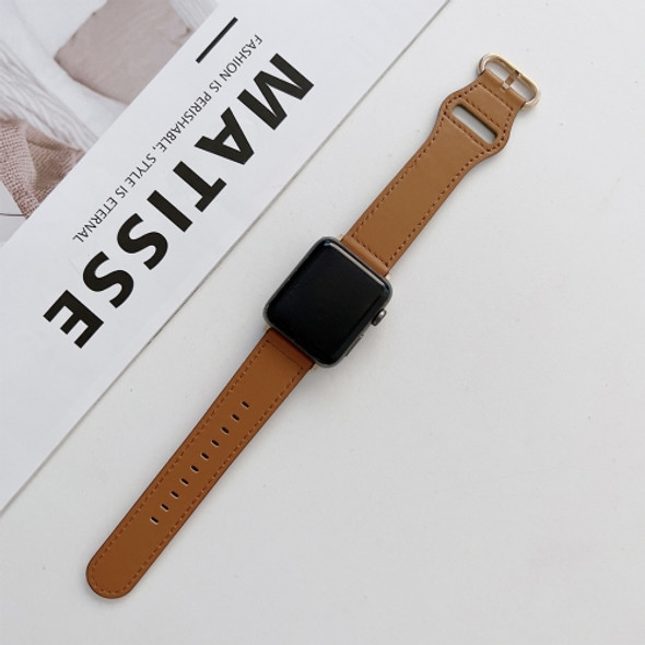 Oval Buckle Genuine Leather Strap For Apple Watch Series 7 45mm / 6&SE&5&4 44mm / 3&2&1 42mm(K)