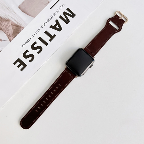 Oval Buckle Genuine Leather Strap For Apple Watch Series 7 41mm / 6&SE&5&4 40mm / 3&2&1 38mm(I)