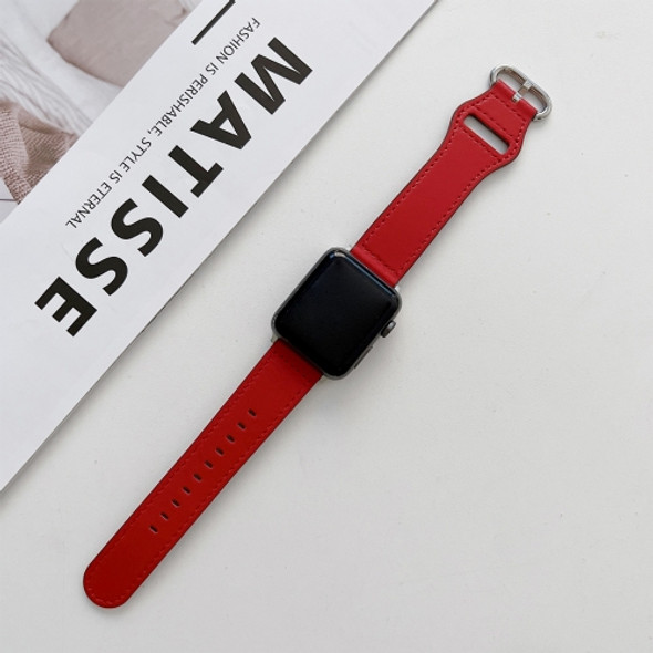 Oval Buckle Genuine Leather Strap For Apple Watch Series 7 45mm / 6&SE&5&4 44mm / 3&2&1 42mm(F)