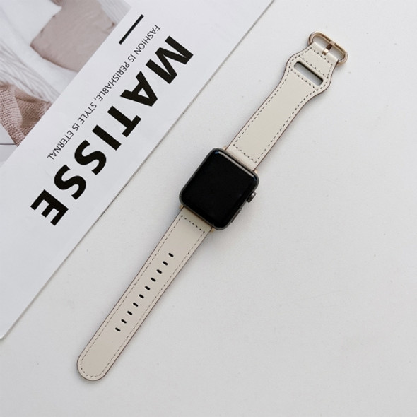 Oval Buckle Genuine Leather Strap For Apple Watch Series 7 41mm / 6&SE&5&4 40mm / 3&2&1 38mm(L)