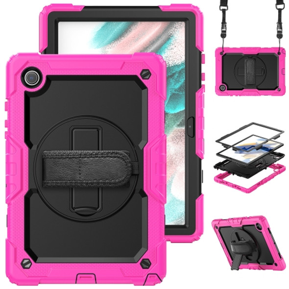 For Samsung Galaxy Tab A8 10.5 2021 X200 / X205 Silicone + PC Tablet Case(Black + Rose Red)