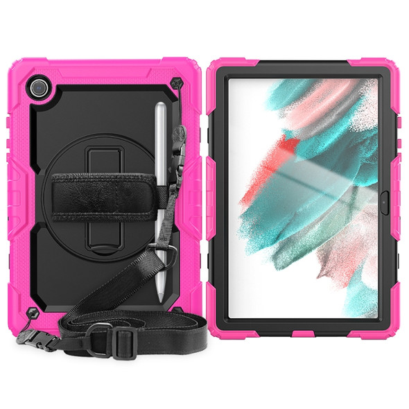 For Samsung Galaxy Tab A8 10.5 2021 X200 / X205 Silicone + PC Tablet Case(Black + Rose Red)