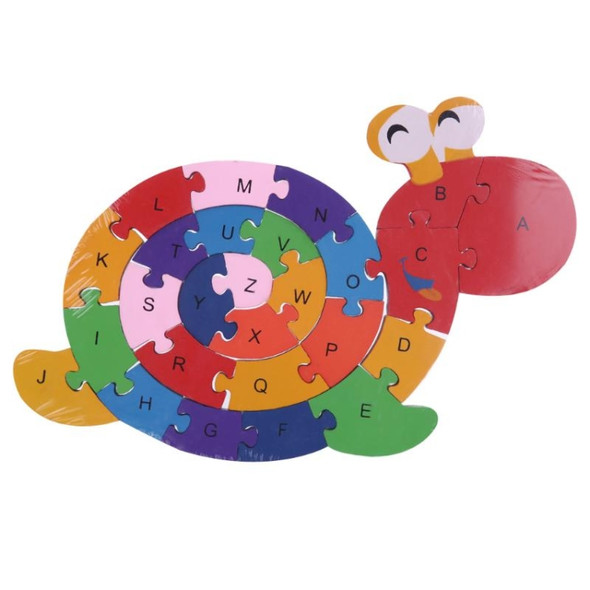 3 PCS Wooden 26 English Alphanumeric Double-sided Snails Puzzle Toys Educational Toys For Kids