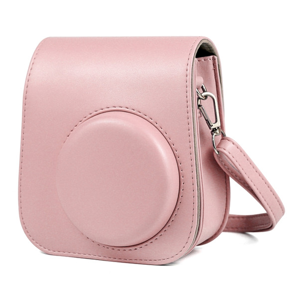 Solid Color Full Body Camera Leather Case Bag with Strap for FUJIFILM Instax mini 11 (Pink)