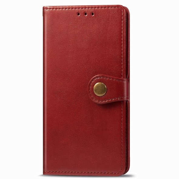 For Huawei Mate 30 Retro Solid Color Leather Buckle Mobile Phone Protection Leather Case with Photo Frame & Card Slot & Wallet & Bracket Function(Red)