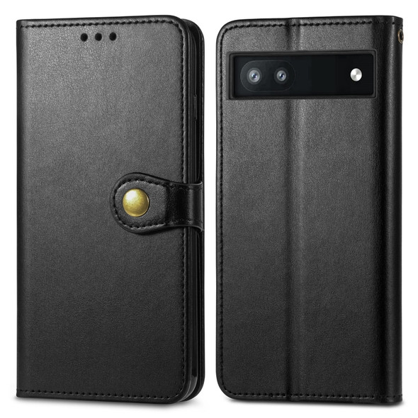 For Google Pixel 6a Solid Color Leather Buckle Phone Case(Black)