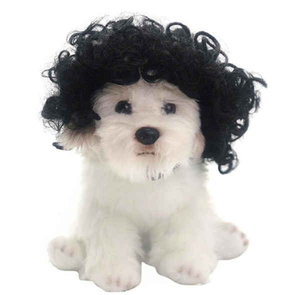 Pet Fake Puppy Cospaly Props(Black Curly Hair)