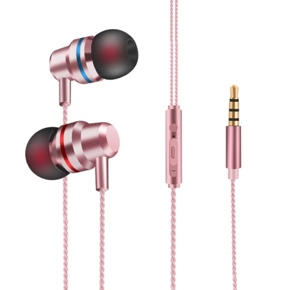 2 PCS TS8 3.5mm In-Ear Metal Wired Control Phone Earphone(Rose Gold)