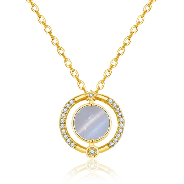 2 PCS A211 Ladies Moonlight Opal Pendant Clavicle Necklace(Golden With Chain)