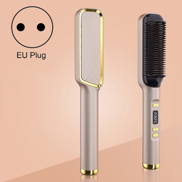 ZF-888 60W Dual-Purpose Splint Electric Curling Comb For Straight Hair And Curly Hair EU Plug(Champagne)