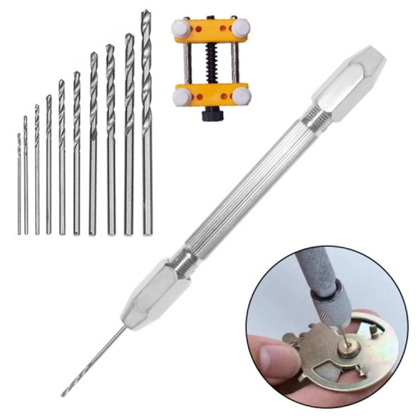 Double-ended Steel Pick + Holder + 10 Drills Aluminum Slloy Hand Drill Punch