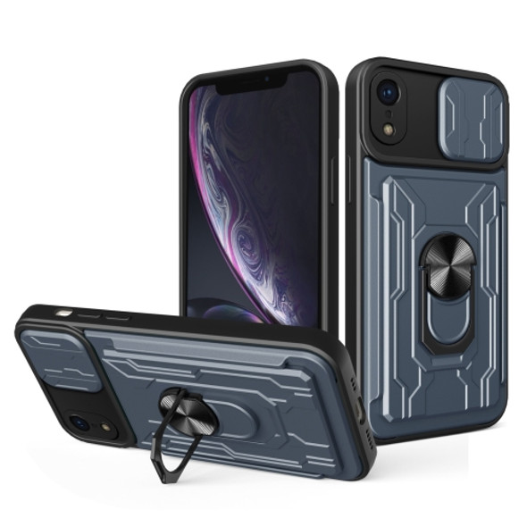 Sliding Camshield Card Phone Case For iPhone XR(Grey)