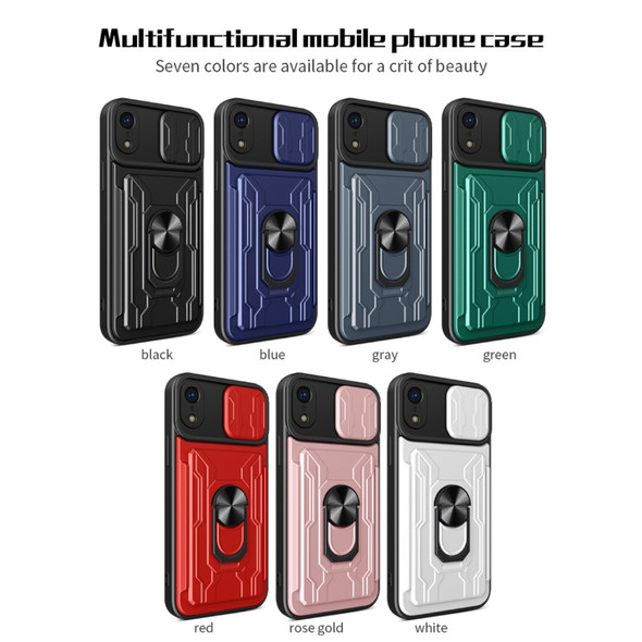 Sliding Camshield Card Phone Case For iPhone XR(Black)