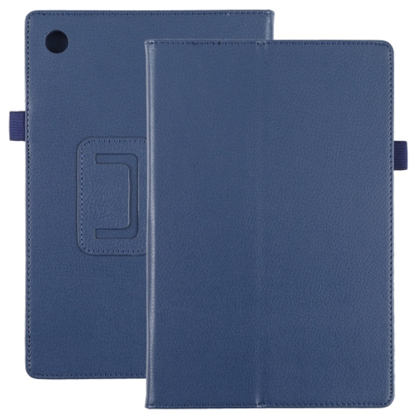 For Samsung Galaxy Tab A8 10.5 2021 Litchi Texture Solid Color Leather Tablet Case(Dark Blue)