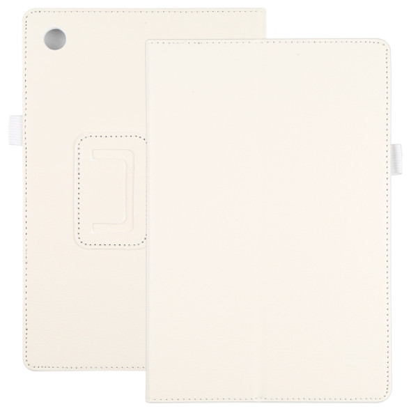 For Samsung Galaxy Tab A8 10.5 2021 Litchi Texture Solid Color Leather Tablet Case(White)
