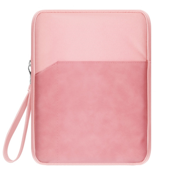 7.9-8.4 inch Universal Sheepskin Leather + Oxford Fabric Portable Tablet Storage Bag(Pink)