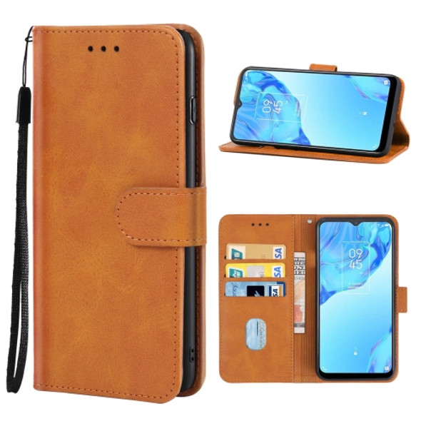 Leather Phone Case For TCL 20B(Brown)