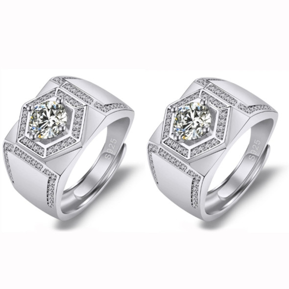 2 PCS J335 18K Men Faux Moissanite Carat Platinum Plated Diamond Ring(White Gold)
