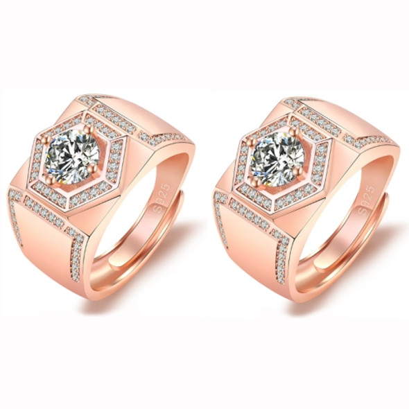 2 PCS J335 18K Men Faux Moissanite Carat Platinum Plated Diamond Ring(Rose Gold)