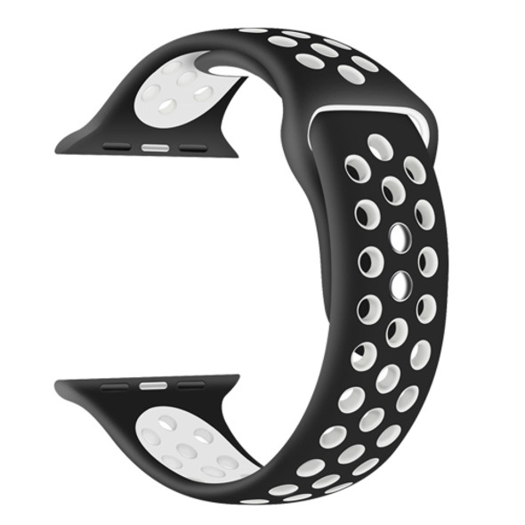 Double Nails Short Silicone Watchband For Apple Watch Series 7 41mm / 6&SE&5&4 40mm / 3&2&1 38mm(Black White)