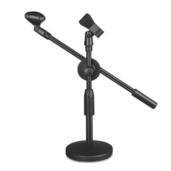 LKT-300 30-65cm Full Metal Disc Base Dual Microphone Stand,Size: 160mm Base