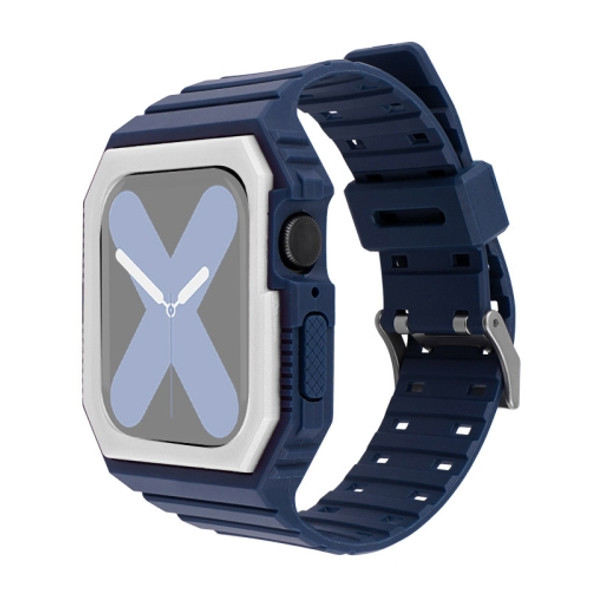 Two-color Integrated Watchband For Apple Watch Series 7 41mm / 6&SE&5&4 40mm / 3&2&1 38mm(Blue White)