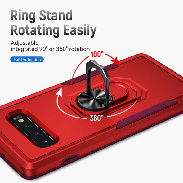 For Samsung Galaxy S10 Pioneer Armor Heavy Duty PC + TPU Holder Phone Case(Red)