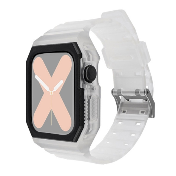 Silicone Strap with Case For Apple Watch Series 7 45mm / 6&SE&5&4 44mm / 3&2&1 42mm(Transparent White)