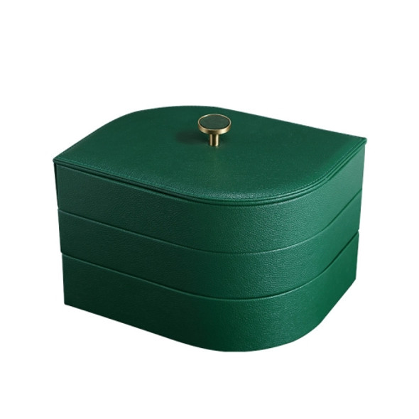 Sp01193 Three-Layer Large-Capacity Leather Jewelry Box(Ink Green)