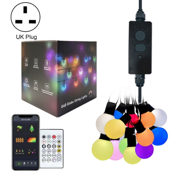 G40 Bulb Bluetooth Smart RGB String Lights Outdoor Decoration, Spec: 5m 25 LEDs-UK Plug