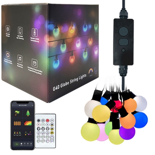 G40 Bulb Bluetooth Smart RGB String Lights Outdoor Decoration, Spec: 10m 50 LEDs-USB Power