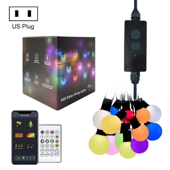 G40 Bulb Bluetooth Smart RGB String Lights Outdoor Decoration, Spec: 5m 25 LEDs-US Plug