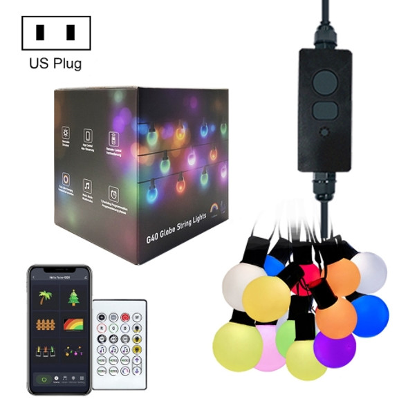 G40 Bulb Bluetooth Smart RGB String Lights Outdoor Decoration, Spec: 10m 50 LEDs-US Plug