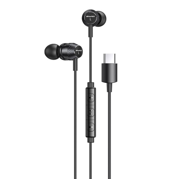 awei TC-5 Type-C / USB-C Mini Stereo In-ear Wired Earphone(Black)