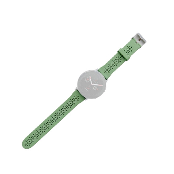 For Samsung Galaxy Watch4 Classic 42mm Silicone Hollowed-Out Printed Strap(Grass Green)