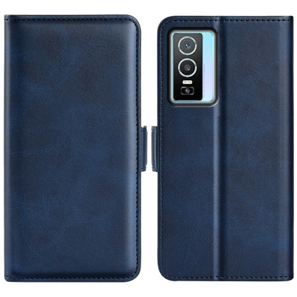 For vivo Y76 5G / Y76S 5G / Y74S Dual-side Magnetic Buckle Leather Case(Dark Blue)
