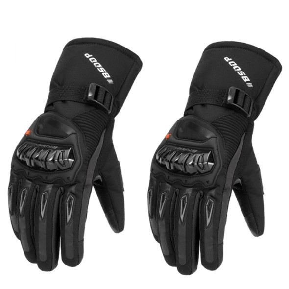 BSDDP RH-A0127 Winter Warm Fleece Long Motorcycle Gloves, Size: M(Black)