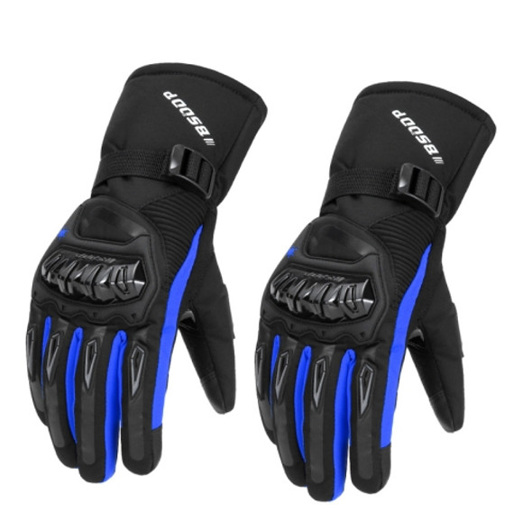 BSDDP RH-A0127 Winter Warm Fleece Long Motorcycle Gloves, Size: L(Blue)