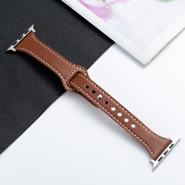 Microfiber Leather Watch Strap For Apple Watch Series 7 45mm / 6&SE&5&4 44mm / 3&2&1 42mm(Brown)