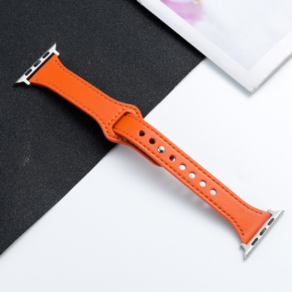 Microfiber Leather Watch Strap For Apple Watch Series 7 45mm / 6&SE&5&4 44mm / 3&2&1 42mm(Orange)