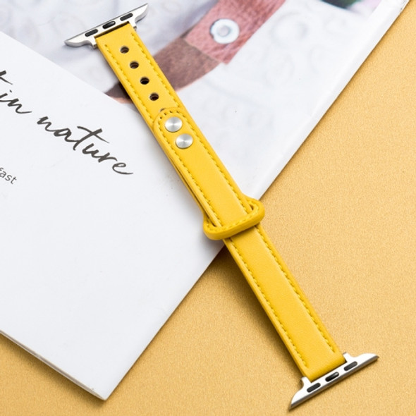 Microfiber Leather Double Buckle Watch Strap for Apple Watch Series 7 41mm / 6&SE&5&4 40mm / 3&2&1 38mm (Yellow)