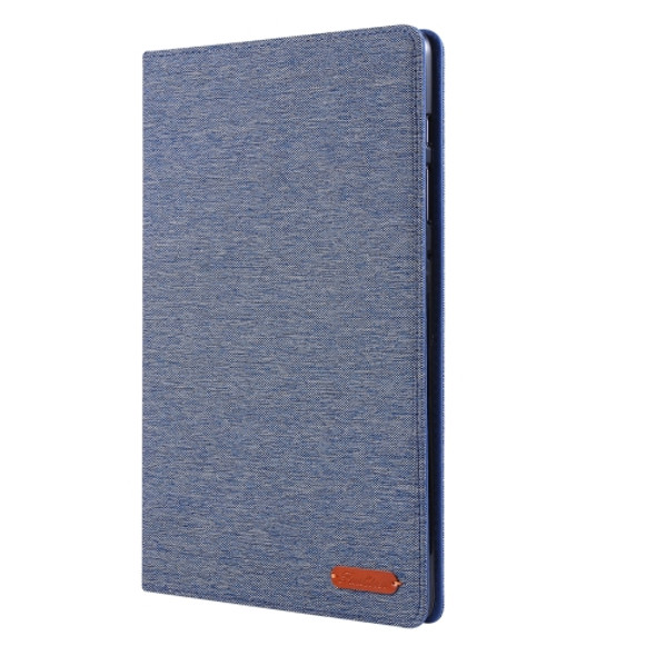 For Galaxy Tab S6 / T860 / T865 Cloth Teature Horizontal Flip PU Leather Case with with Holder & Card Slots & Pen Slot(Dark Blue)