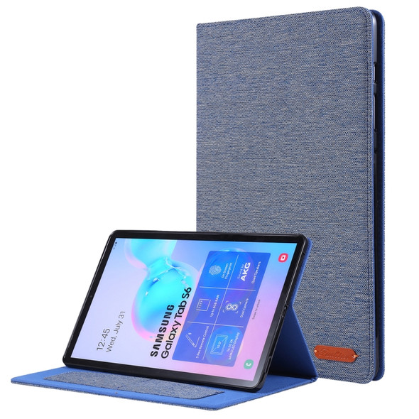 For Galaxy Tab S6 / T860 / T865 Cloth Teature Horizontal Flip PU Leather Case with with Holder & Card Slots & Pen Slot(Dark Blue)