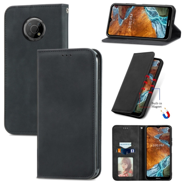 For Nokia G300 Retro Skin Feel Magnetic Horizontal Flip Leather Phone Case(Black)