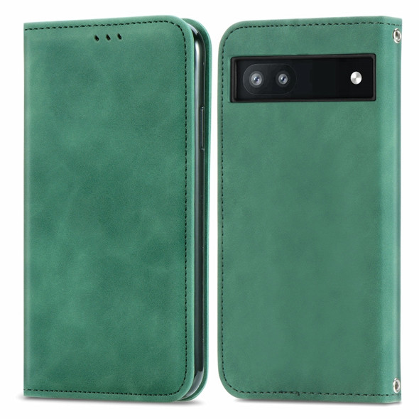 For Google Pixel 6a Retro Skin Feel Magnetic Horizontal Flip Leather Phone Case(Green)