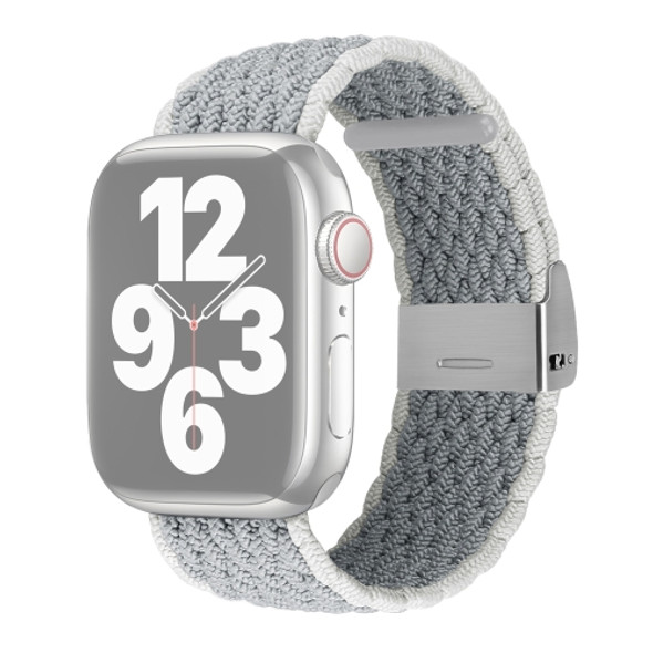 Vertical Texture Braided Watchband For Apple Watch Series 7 45mm / 6&SE&5&4 44mm / 3&2&1 42mm(Pearl White)