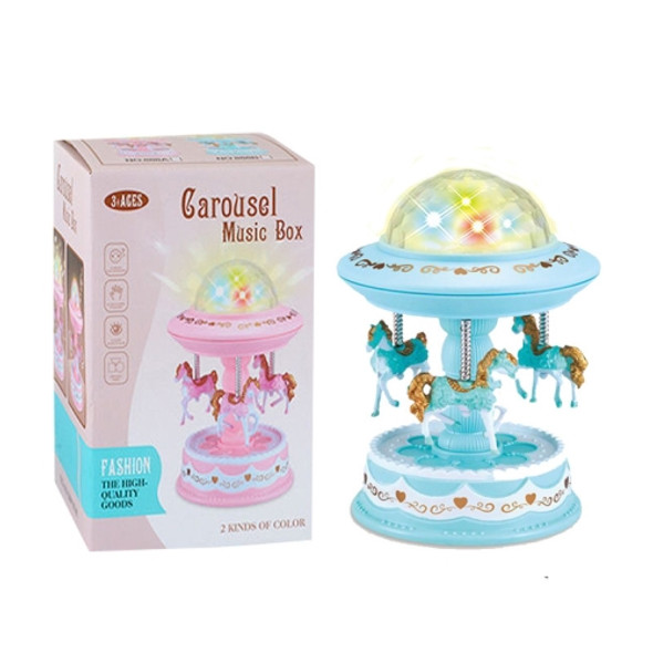 2 In 1 Carousel Music Box Projection Star Light,Style:  Medium Blue