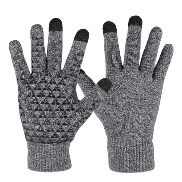 2 Pairs Thick Velvet Touch Screen Knitted Warm Gloves, Size: Free Size(Grey)